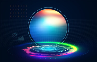 Abstract futuristik background with geometric elements and light effects. Screen design template,