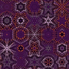 Dark art luxury gel texture orange and purple colors seamless pattern shapes, kaleidoscope, geometry and spirals.  Great for wall hangings, art collectors, websites, and businesses