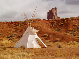Teepee in front of Monument Valley, typical Wild West