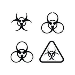 Set of biohazard icons,  isolated on white background. Symbols of biological danger.