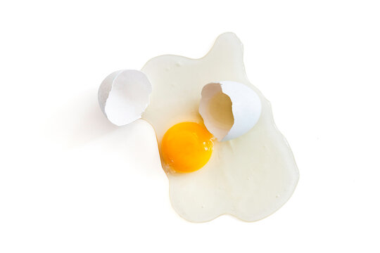 Broken egg isolated white background.