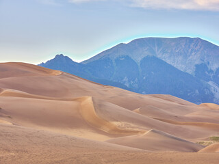 Fototapeta na wymiar sunset image of the great sand dunes near the San Juan Mountains of Colorado