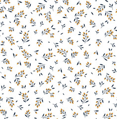 Fototapeta premium Seamless pattern with leaves and plants. Branches and leaves. White background. Cute pattern with leaves. Floral pattern . Elegant the template for fashion prints. Vector texture