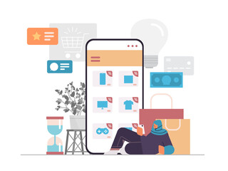 Fototapeta premium arab woman choosing items on smartphone screen in mobile app online shopping digital marketing ecommerce