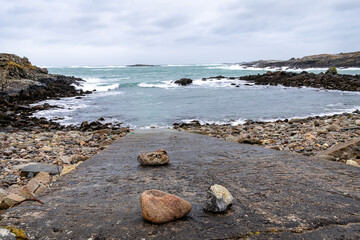 The old slipway at Mealastra on the west coast of the Isle of Lewis in the outer Hebrides, Scotland