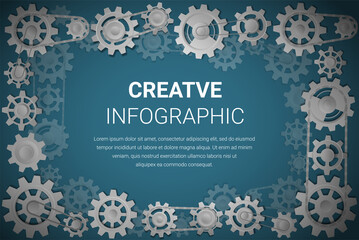 Gears cogwheels for Infographic template, Engineering tech progress business presentation concept.