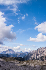 Mountain trail Tre Cime di Lavaredo in Dolomites in Italy