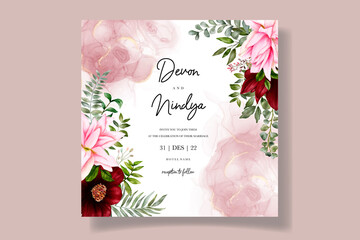 Elegant and luxurious watercolor floral wedding invitation card
