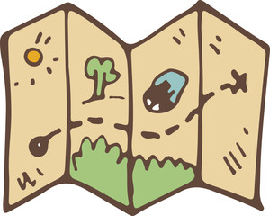 Hand-drawn map illustration, Travel element, Adventure theme