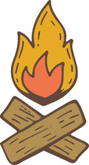 Hand-drawn fire illustration, Travel element, Adventure theme
