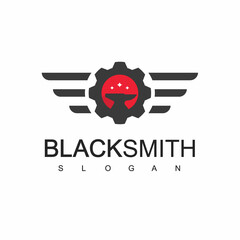Blacksmith Logo Design Template With Anvil Icon Illustration