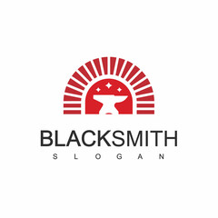 Blacksmith Logo Design Template With Anvil Icon Illustration