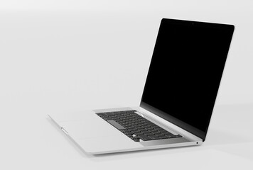 Laptop with blank display to be completed. Concept of adding content to your computer.