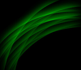 Green wave abstract with black background