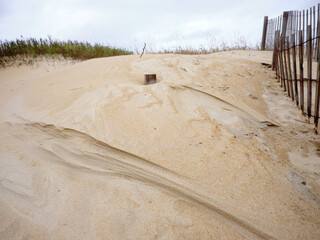 Patterns in the sand on an Outer Banks beach caused by strong winds