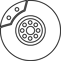 vector disk brake repair illustration - automotive symbol, disc sign line art.eps