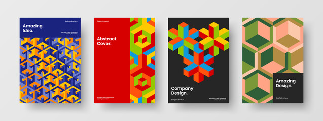 Obraz premium Multicolored geometric shapes corporate cover concept collection. Vivid company identity design vector layout composition.