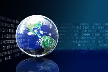 How to work and get along in digital world for natural green sustainable earth environment ecosystem background concept, Elements of this image furnished by NASA