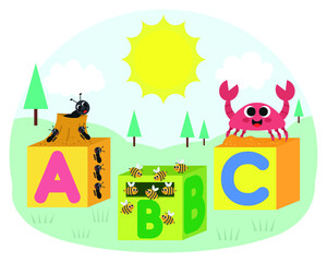 Ant, bee, crab and abc letter boxes