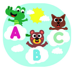 Cute animals rainbows and letters