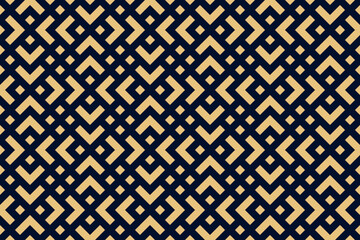 Abstraktes geometrisches Muster. Ein nahtloser Vektorhintergrund. Verzierung in Gold und Dunkelblau. Grafisches modernes Muster. Einfaches Gittergrafikdesign