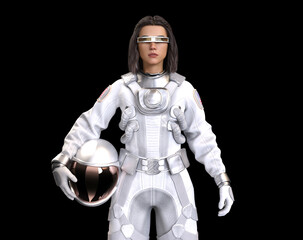 3D Render of computer generated astronaut avatar wearing VR glasses in metaverse virtual world - obrazy, fototapety, plakaty