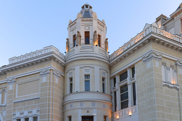 Culture Palace of Arad in evening light, Romania, Europe