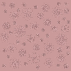 Flowers bckground. Flowers design or patterns. Graphic ressources with a pink background.