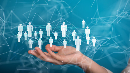 Global network. Blockchain. 3D illustration. Neural networks and artificial intelligence. Abstract