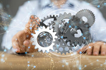 gear Futuristic in Industry 4.0 and business virtual diagram