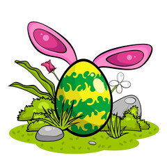 Easter eggs in the grass.  It's a vector image.