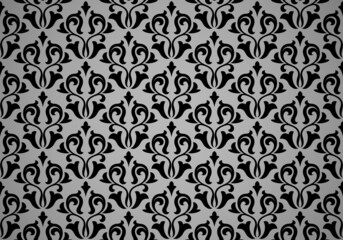 Flower geometric pattern. Seamless vector background. Black and gray ornament
