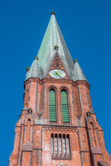 Tower of the historic Christuskirche church in Bremerhaven, Germany
