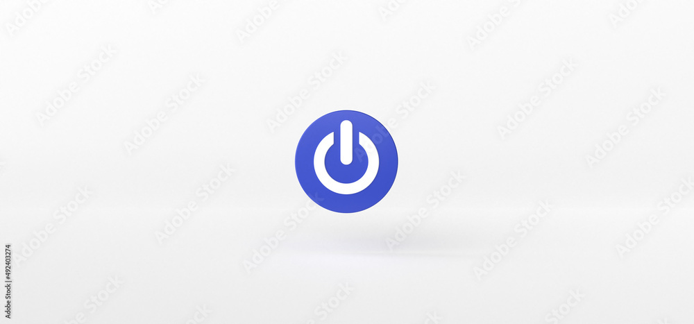 Aufkleber power button isolate on white background, 3d rendering.