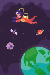 Naklejka premium astronaut and satellite
