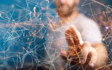 cloud network Computer connects to internet server service for cloud data transfer