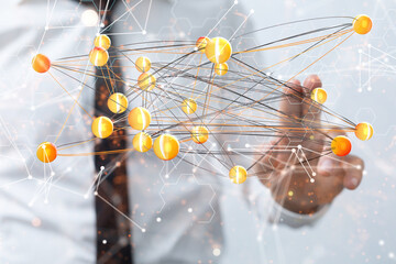 Abstract network of physical devices on the Internet using a network connection with statistics...