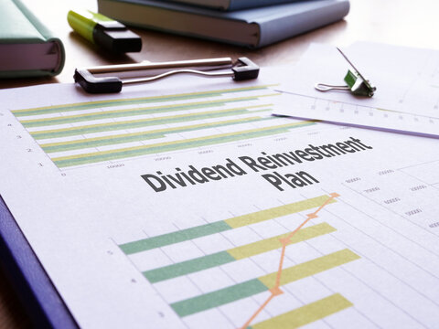Dividend Reinvestment Plan DRIP is shown on the business photo using the text