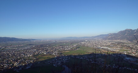View over the Rhine Valley (Rheintal) in Vorarberg from 