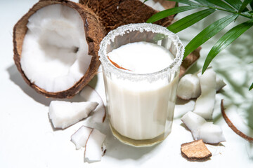 Homemade sweet coconut liquor glass