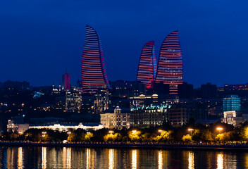 night view of baku