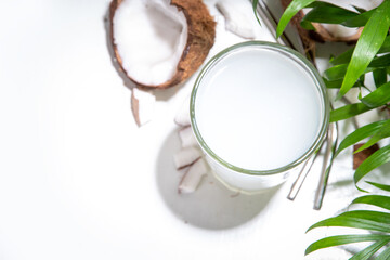 Fresh coconut water in a glass