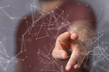 cloud network Computer connects to internet server service for cloud data transfer