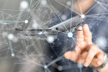 fly Connecting lines and dots.Big data visualization