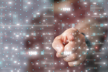 network holding in hand 3d connection data