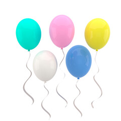 Colorful balloons flying for Birthday party and celebrations . 3D render for birthday, party, banners.