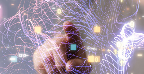 Businessman using data network with his fingers