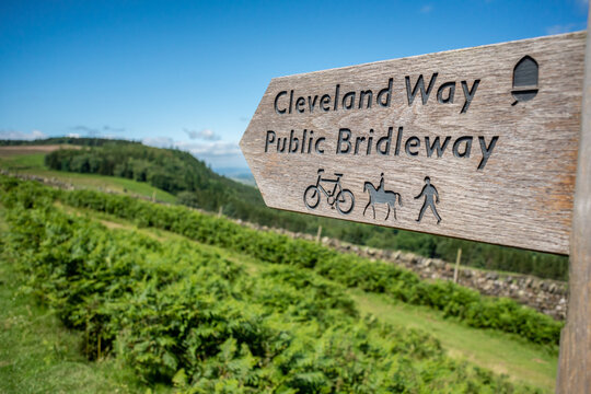 Public Bridleway Sign Cleveland Way Yorkshire England UK
