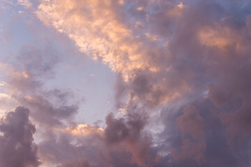 Dark gray sky in different colors, sunset before rain.