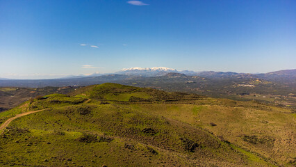 Beautiful landscape with snowy mountain in Crete, Greece